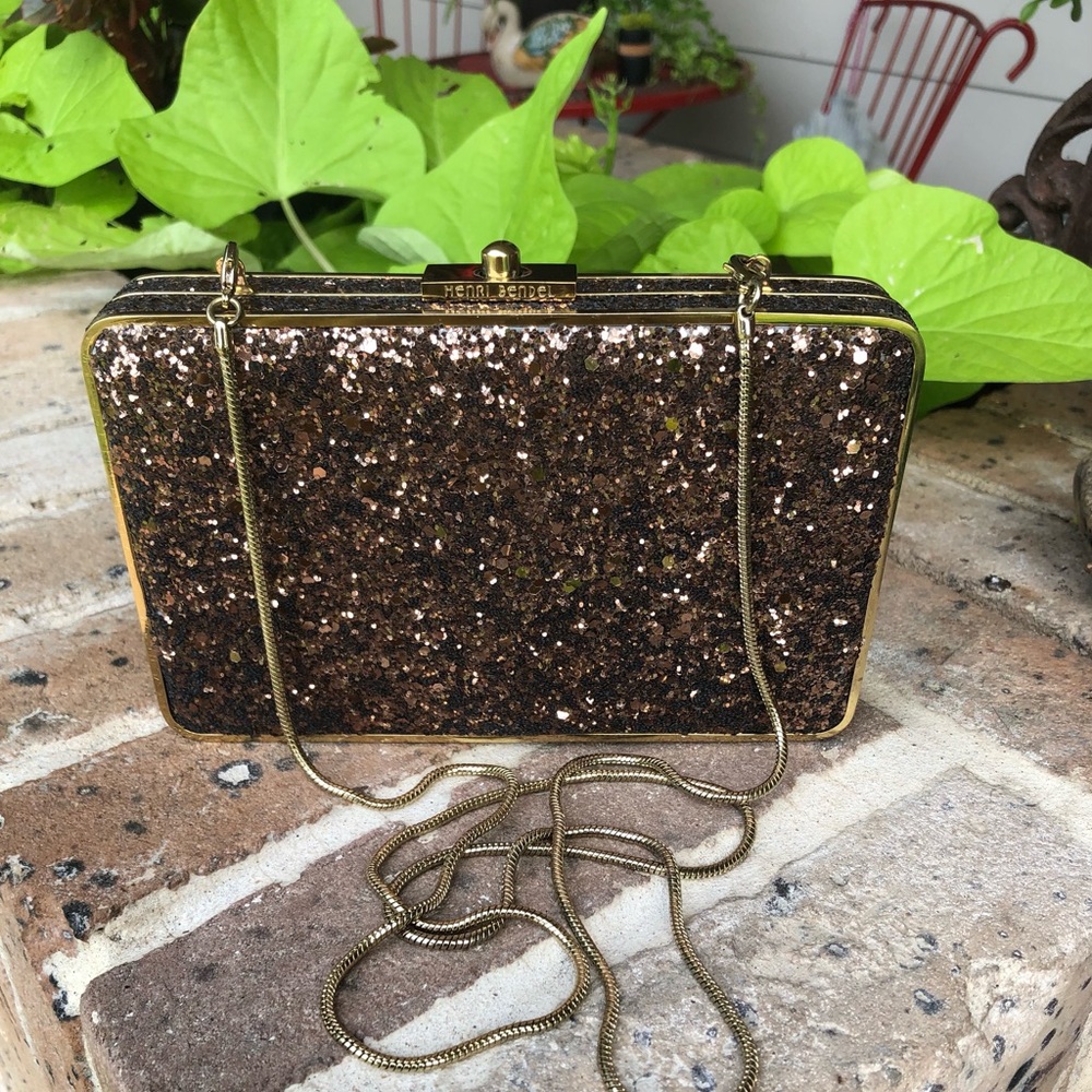 Henri Bendel Party Box Glitter Clutch - Rose Gold Tone Holiday Events!